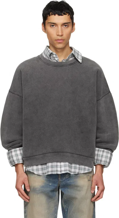 Acne Studios Relaxed Fit Crew Neck Long Sleeve Shirt In Gray