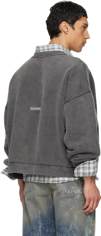 Acne Studios Relaxed Fit Crew Neck Long Sleeve Shirt In Gray