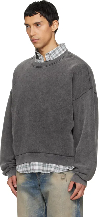 Acne Studios Relaxed Fit Crew Neck Long Sleeve Shirt In Gray