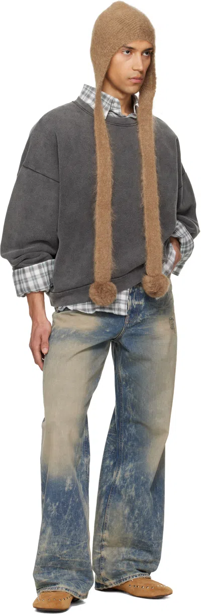 Acne Studios Relaxed Fit Crew Neck Long Sleeve Shirt In Gray