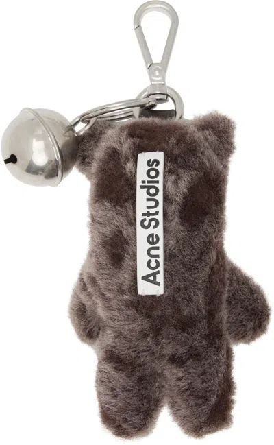Acne Studios Brown Teddy Bear Keychain In Brown