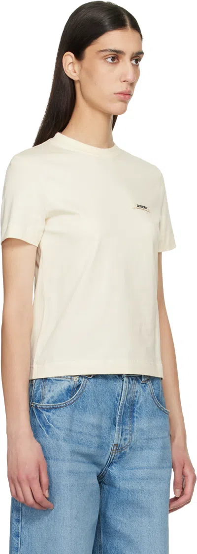 Jacquemus Womens Light Beige 2 Le T-shirt Grosgrain-logo Cotton-jersey T-shirt In Neutral