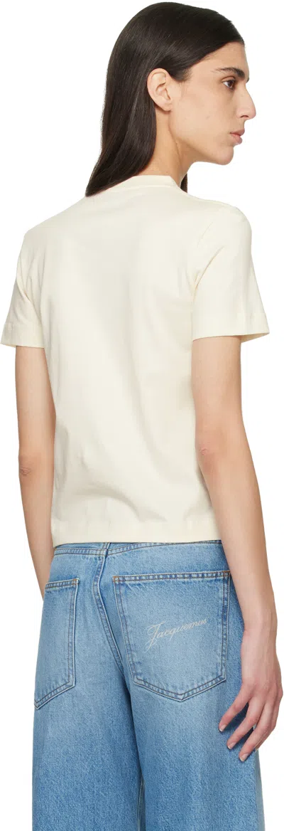 Jacquemus Womens Light Beige 2 Le T-shirt Grosgrain-logo Cotton-jersey T-shirt In Neutral