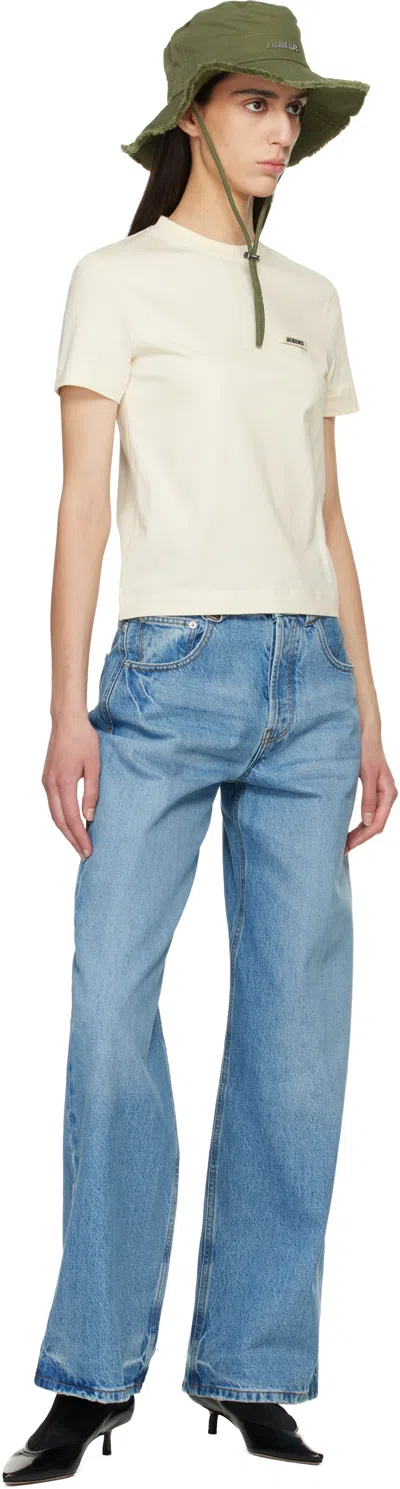 Jacquemus Womens Light Beige 2 Le T-shirt Grosgrain-logo Cotton-jersey T-shirt In Neutral