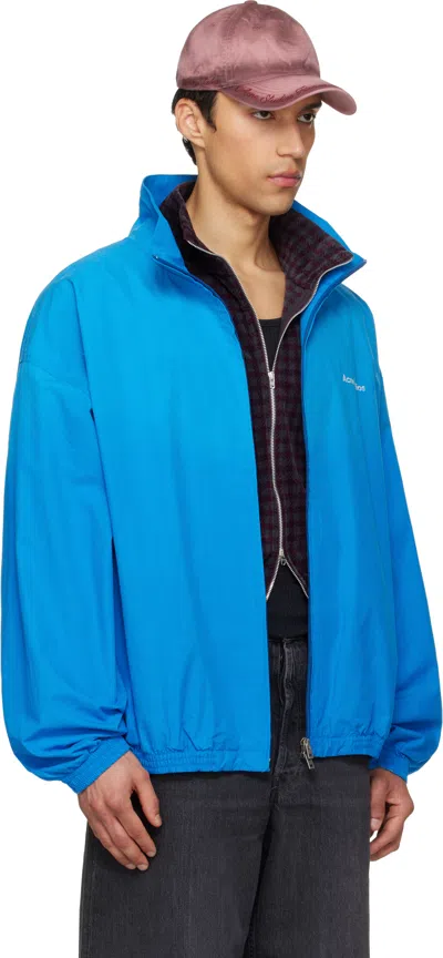 Acne Studios Olando Logo-print Cotton-poplin Jacket In Blue