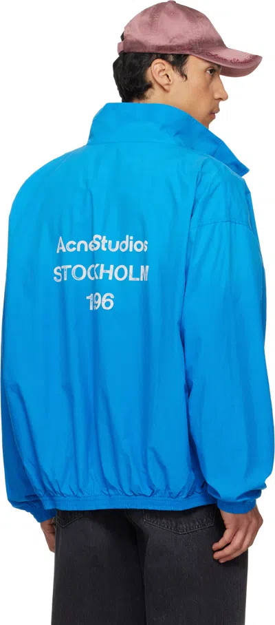 Acne Studios Olando Logo-print Cotton-poplin Jacket In Blue