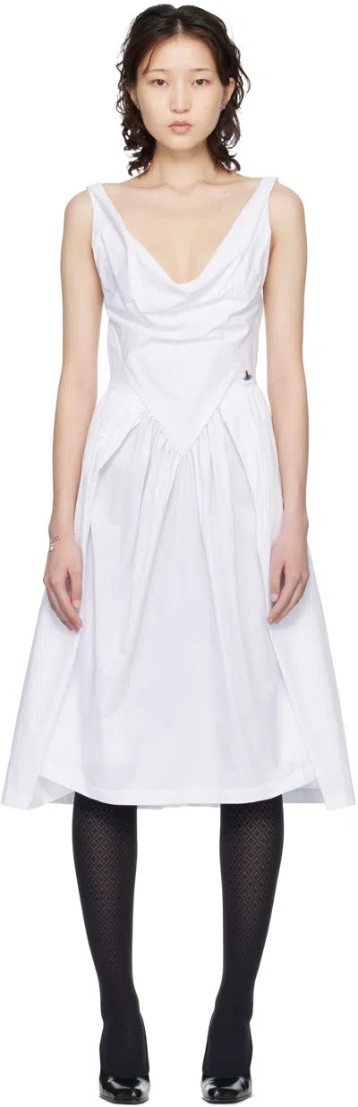 Vivienne Westwood Sunday Draped Cotton And Silk Midi Dress In White
