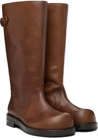 Acne Studios Brown Leather Boots In Brown