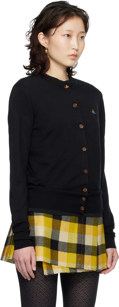 Vivienne Westwood Cropped Cardigan With Distinctive Buttons And Embroidered Emblem In Black