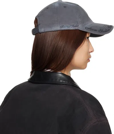 Acne Studios Gray Logo Cap In Blue