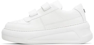 Acne Studios White Velcro Strap Platform Sneakers In White