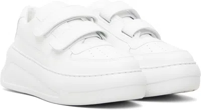 Acne Studios White Velcro Strap Platform Sneakers In White