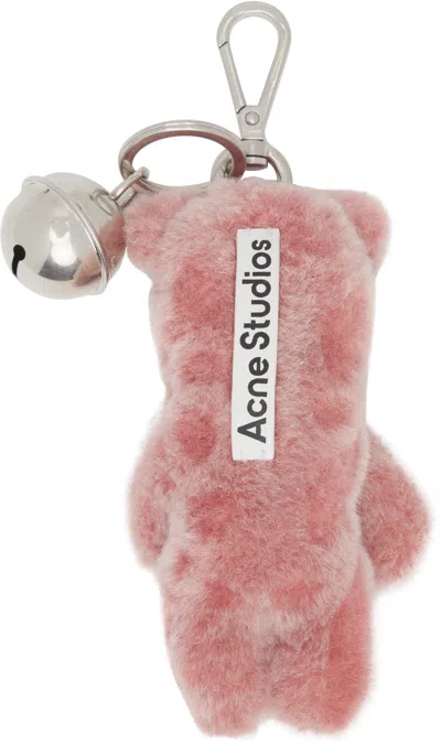 Acne Studios Pink Teddy Bear Keychain In Pink
