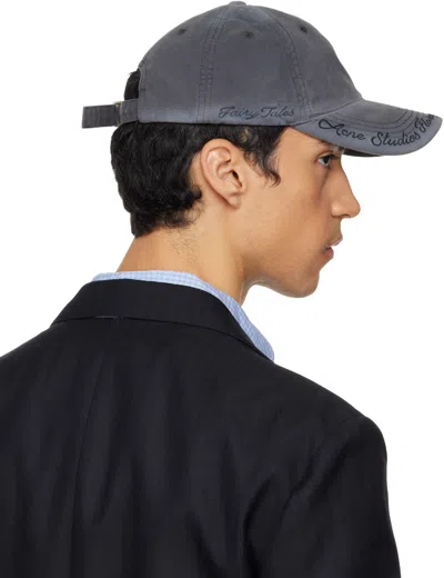 Acne Studios Gray Logo Cap In Blue