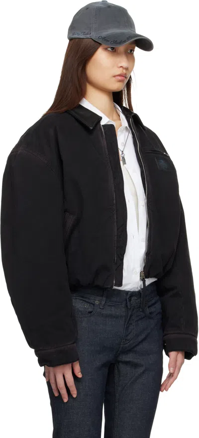 Acne Studios Appliquéd Leather-trimmed Distressed Cotton-twill Jacket In Black