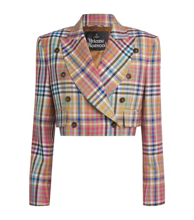 Vivienne Westwood Long Sleeve Cut Off Jacket Heather Check 44 Women In Multi