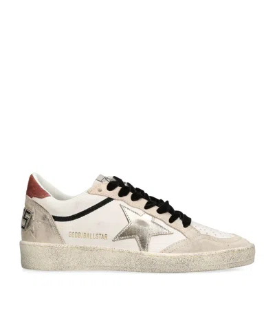 Golden Goose Ball Star Leather Upper Suede Toe And Spur Laminated Star Waxed Suede Heel Sneakers White