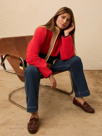 Faherty Fireside Fleece Jacket In Red