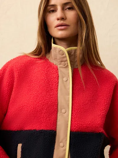 Faherty Fireside Fleece Jacket In Red