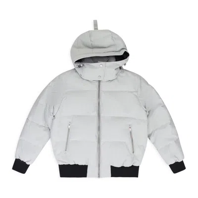 Moose Knuckles Grey Cloud Bomber Shearling Puffer Jacket In Blue