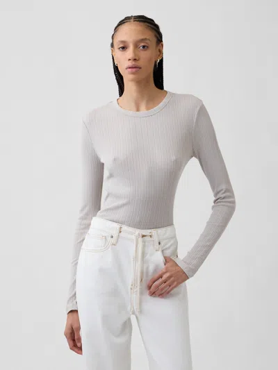 Gap Factory Ribbed Pointelle Crewneck T-shirt In White