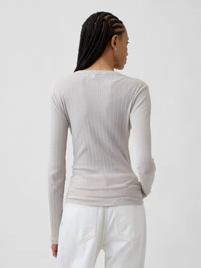 Gap Factory Ribbed Pointelle Crewneck T-shirt In White
