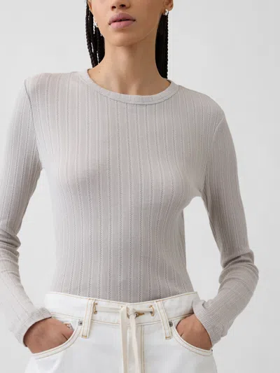 Gap Factory Ribbed Pointelle Crewneck T-shirt In White