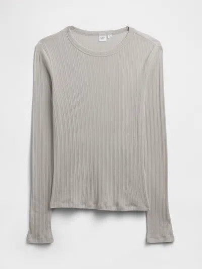 Gap Factory Ribbed Pointelle Crewneck T-shirt In White