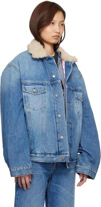 Acne Studios Blue Lined Denim Jacket In Blue