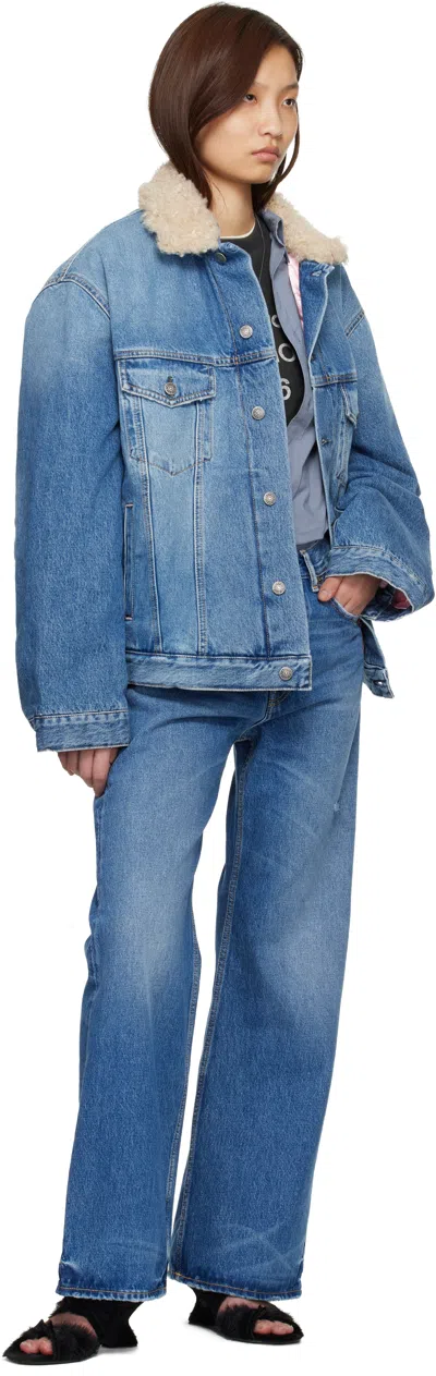Acne Studios Blue Lined Denim Jacket In Blue