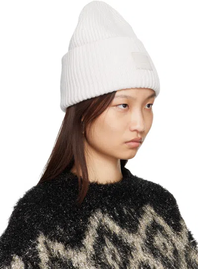 Acne Studios Large Logo Beanie Folded Cuff In White