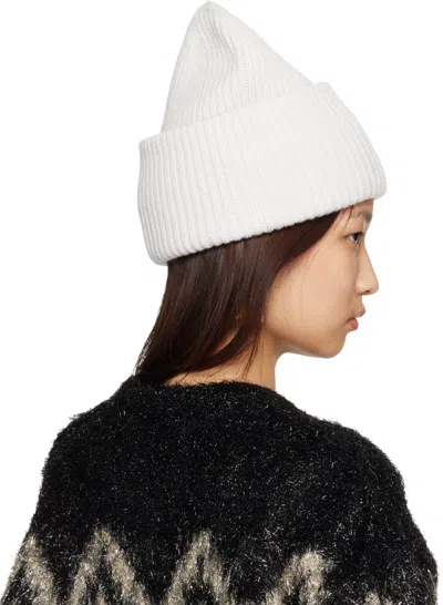 Acne Studios Large Logo Beanie Folded Cuff In White
