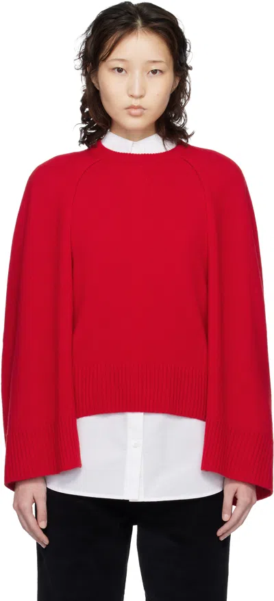 Totême Cashmere Crew Neck Knit Jumper Long Sleeves In Red