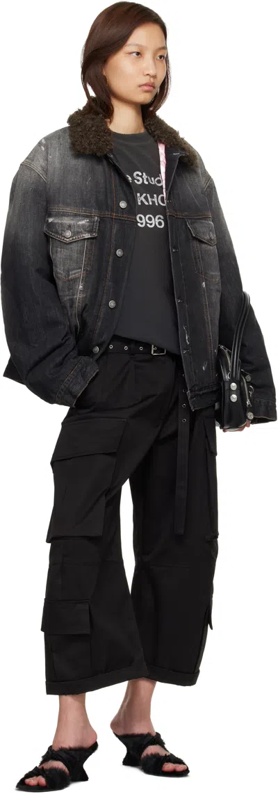 Acne Studios Black Lined Denim Jacket In Black