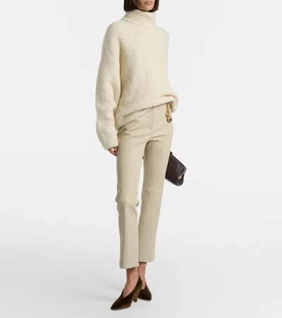 Joseph Leather Bootcut Pants In Gray
