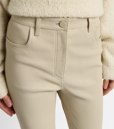 Joseph Leather Bootcut Pants In Gray