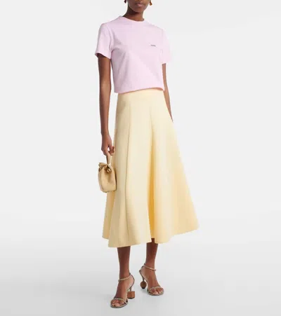 Jacquemus Pink Crew Neck T-shirt With Logo Patch On The Front In Cotton Woman