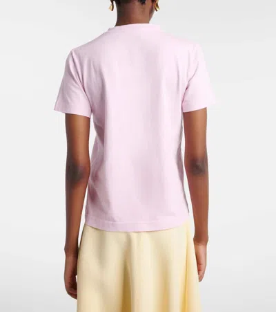 Jacquemus Pink Crew Neck T-shirt With Logo Patch On The Front In Cotton Woman