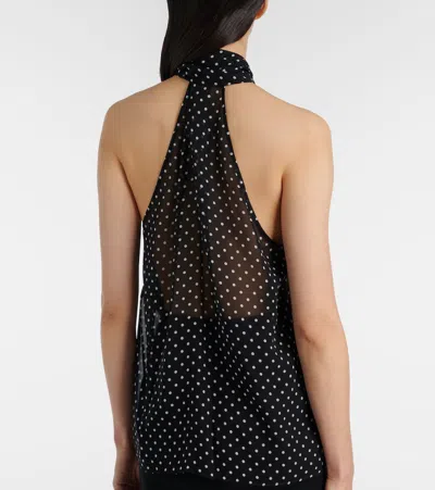 Tom Ford Black Sleeveless Top With Halterneck And All-over Polka Dot Motif In Silk Woman