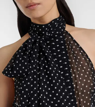 Tom Ford Black Sleeveless Top With Halterneck And All-over Polka Dot Motif In Silk Woman