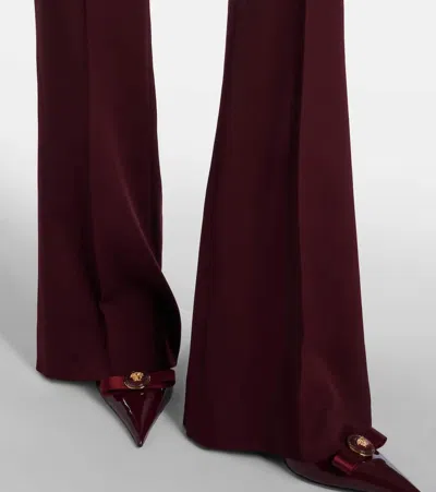 Versace Wool Flared Pants In Brown
