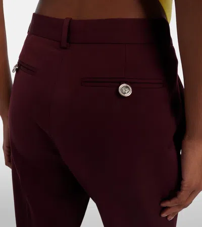 Versace Wool Flared Pants In Brown