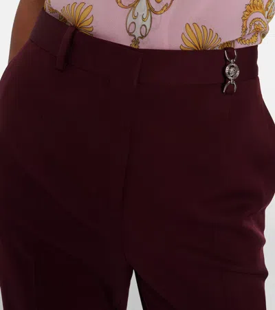 Versace Wool Flared Pants In Brown