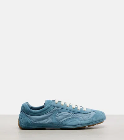 Prada Light Blue Suede And Re-nylon Montecarlo Re-edition 2005 Sneakers In Multi