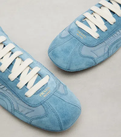 Prada Light Blue Suede And Re-nylon Montecarlo Re-edition 2005 Sneakers In Multi