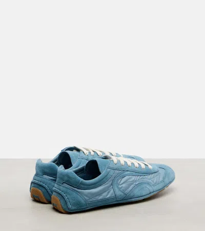 Prada Light Blue Suede And Re-nylon Montecarlo Re-edition 2005 Sneakers In Multi