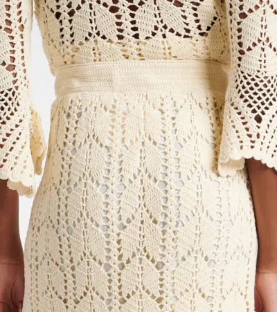 Zimmermann Awaken Lace Crochet Midi Skirt In Cream In White