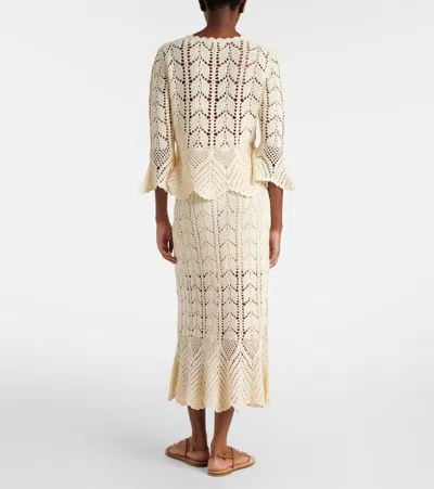 Zimmermann Awaken Lace Crochet Midi Skirt In Cream In White