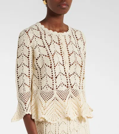 Zimmermann Awaken Scalloped Crocheted Cotton Top In Neutral