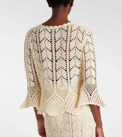 Zimmermann Awaken Scalloped Crocheted Cotton Top In Neutral